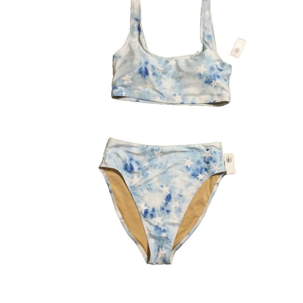 Old Navy Bikini 2 piece Swim Suit~Blue/Stars~Padded~size Girls L Large~NEW! NWT
